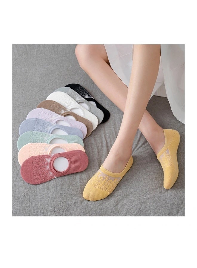 Zeemey 8 pairs set of women's multi-color floral invisible boat socks, fresh and breathable short socks - Image 1